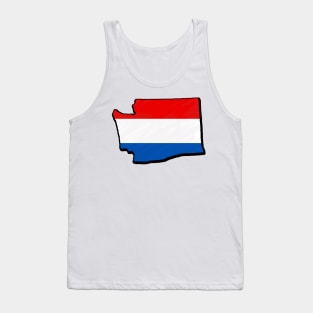 Red, White, and Blue Washington Outline Tank Top